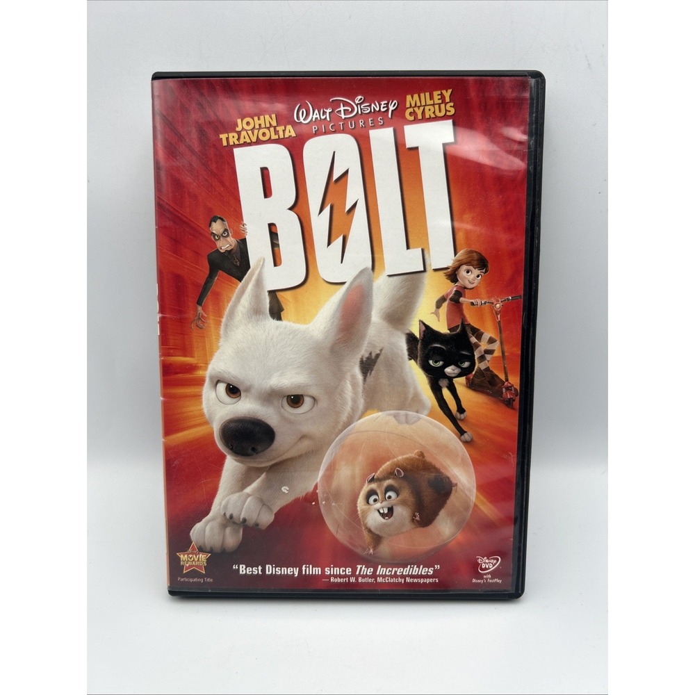 Bolt DVD 2008 Disney John Travolta Miley Cyrus Animated Cartoon Dog Cat Hero Y2K